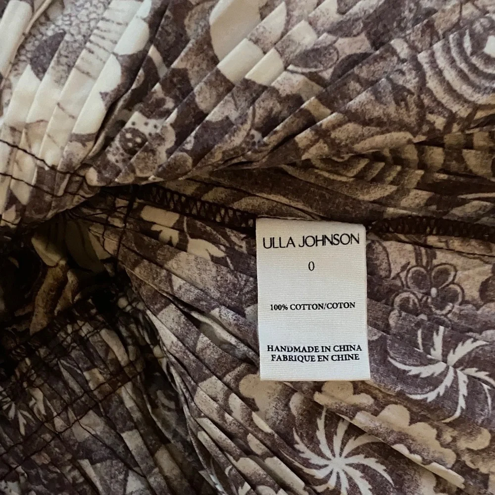 Ulla Johnson - 100% Cotton Brown Floral Long Sleeve Blouse - Size 0